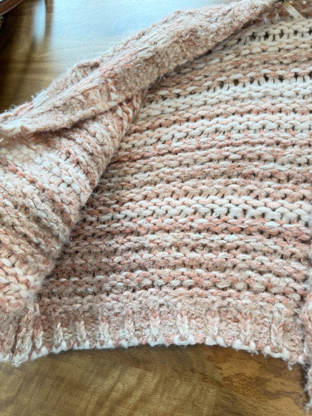 Free People Striped Open-Front Knit Cardigan in Blush Pink, Tan and Cream Size M - Picture 7 of 16